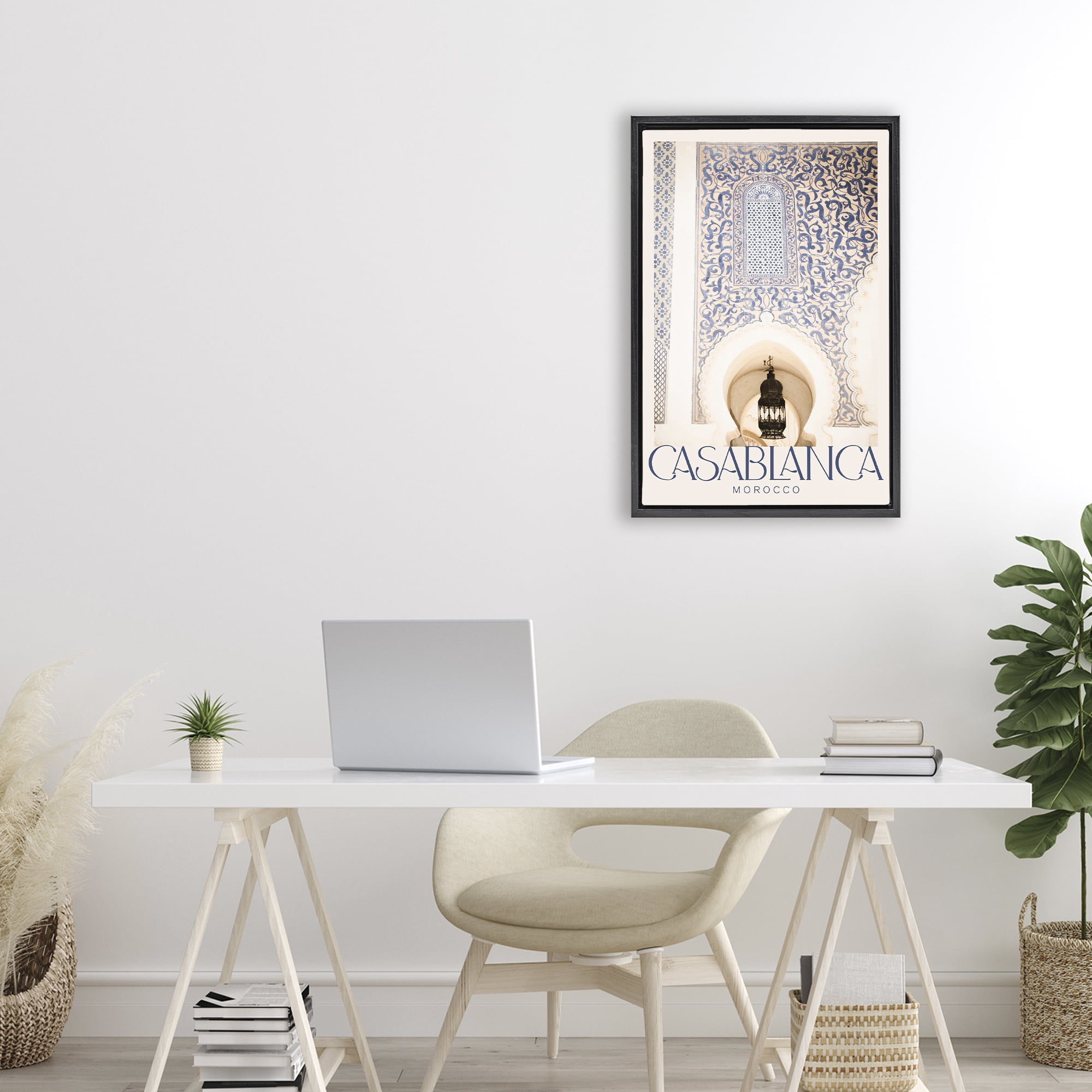 Stupell Industries Ornate Casablanca Architecture Black Framed Floater Canvas Wall Art, design by Emily Navas