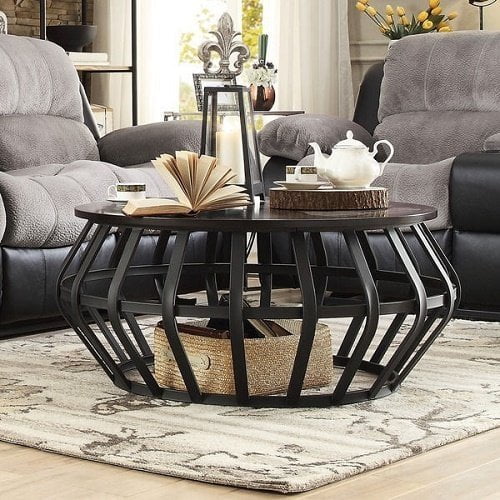 Devon Metal Frame Round Cage Slate Accent Coffee Table Com - Metal Frame Round Cage Slate Accent Coffee Table Devon Metal Frame Round Cage Slate Accent Coffee Table Com - Metal Frame Round Cage Slate Accent Coffee Table