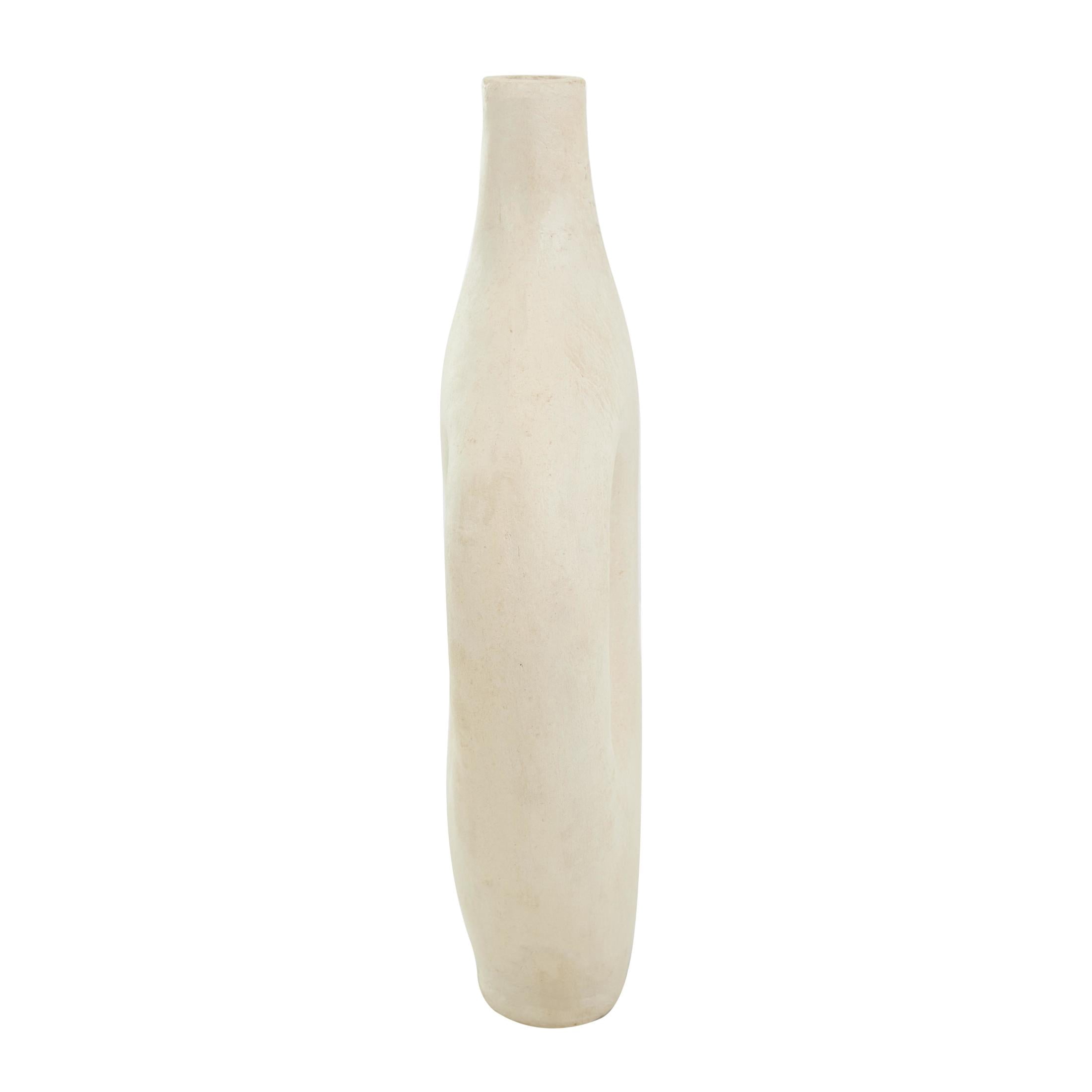 DecMode 17" Abstract Double Handle Beige Paper Mache Vase