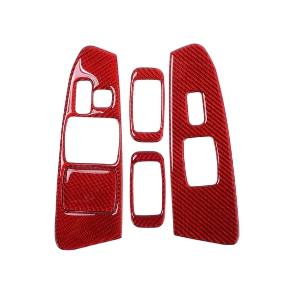 Window Lift Switch Panel Trim Cover for Toyota Tacoma 2005-2011 Front Rear Car Door Window Control Button Interior Accessories Carbon Fiber Red