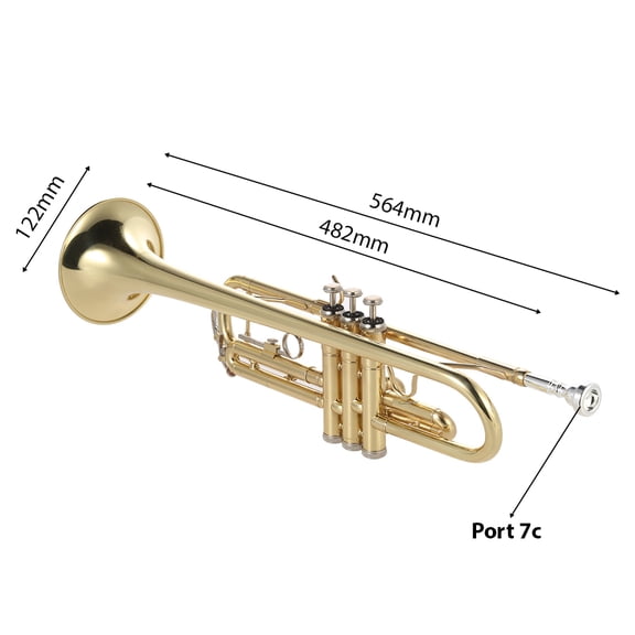 Trompeta De BB Plano De Latón Exquisito Instrumento Musical Duradero Con Estuche De Guantes De Los Guantes Del Portavoz