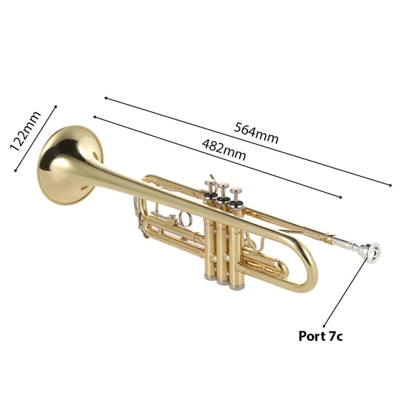 Trompeta De BB Plano De Latón Exquisito Instrumento Musical Duradero Con Estuche De Guantes De Los Guantes Del Portavoz