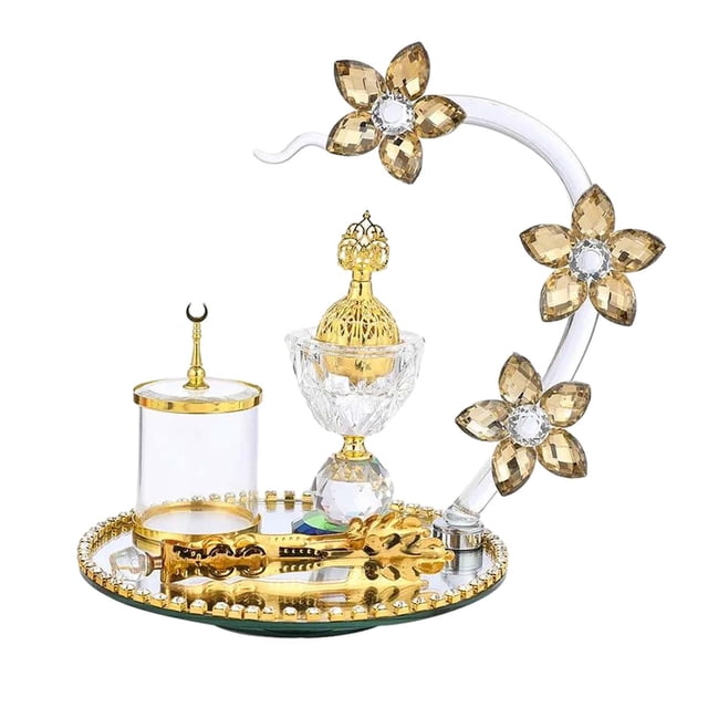 Juego de quemadores de árabe, difusor árabe, bandeja con espejo, incensario, soporte de para mujer, decoración de Yoga y Ramadán