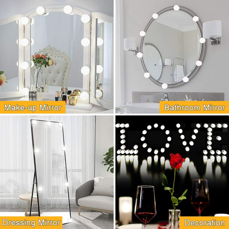 New Version Hollywood Style LED Vanity Mirror Lights Kit for Makeup Dressing Table Set Lighted Mirrors with and Power Supply in Lighting Fixture Strip, Bulbs, Mirror Not Included -