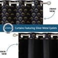 thumbnail image 3 of Vargottam Geometric Motif Design Blackout Curtains - Set of 2 Panels, 52 x 108 Inches Each - Light Blocking & Thermal Insulated Drapes with Grommet Top for Bedroom & Living Room - Black, 3 of 9