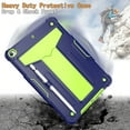 thumbnail image 3 of Allytech Case for iPad 9[10.2" 2021 Release], iPad 10.2" 9th/8th/7th Gen Case with Pen Holder,Slim Hard PC Shockproof Rubber Kickstand Children-Friendly Case for A2602/A2603/A2604/A2605,Navyblue+Green, 3 of 4