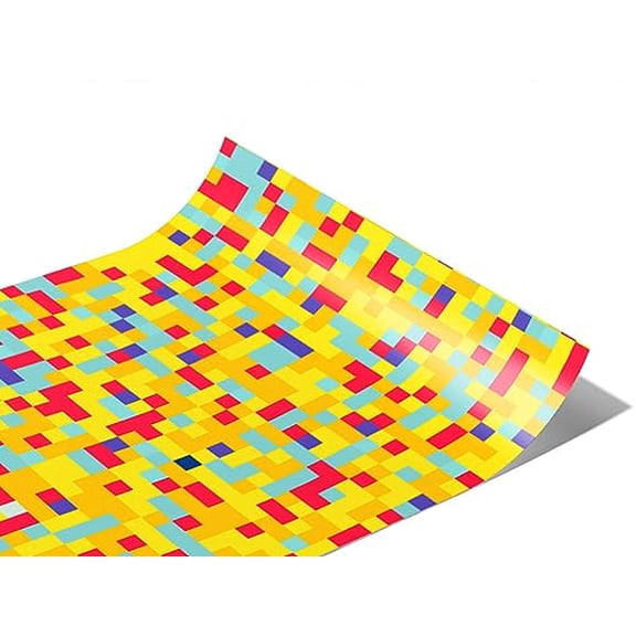 Rwraps Yellow Pixel Sunflower Patterns Matte Vinyl Film Wrap 59in x 9ft Vinyl Vehicle Car Film Sheet