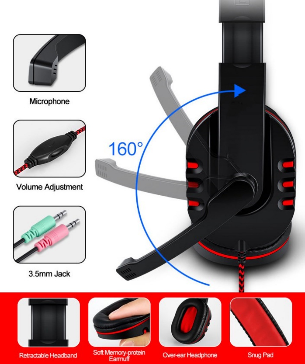 Wired Gaming Keyboard and Mouse Headset Combo, Boriyuan 4 in 1 Gaming Set, Rainbow LED Backlit Wired Keyboard, Over Ear Headphone with Mic, Rainbow Backlit Gaming Mice, Mouse Pad (Black)