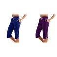 thumbnail image 1 of (2-Pack) Rinsvye Women'S Slim Fit Capris Pure Color Mid-Length Trousers Stretchy Work Pants Comfortable -Pants Casual Wear, 1 of 5