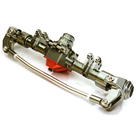 Integy RC Toy Model Hop-ups C27152GUNRED Billet Machined Complete Front Axle Housing Assembly for Axial 1/10 SCX10 II
