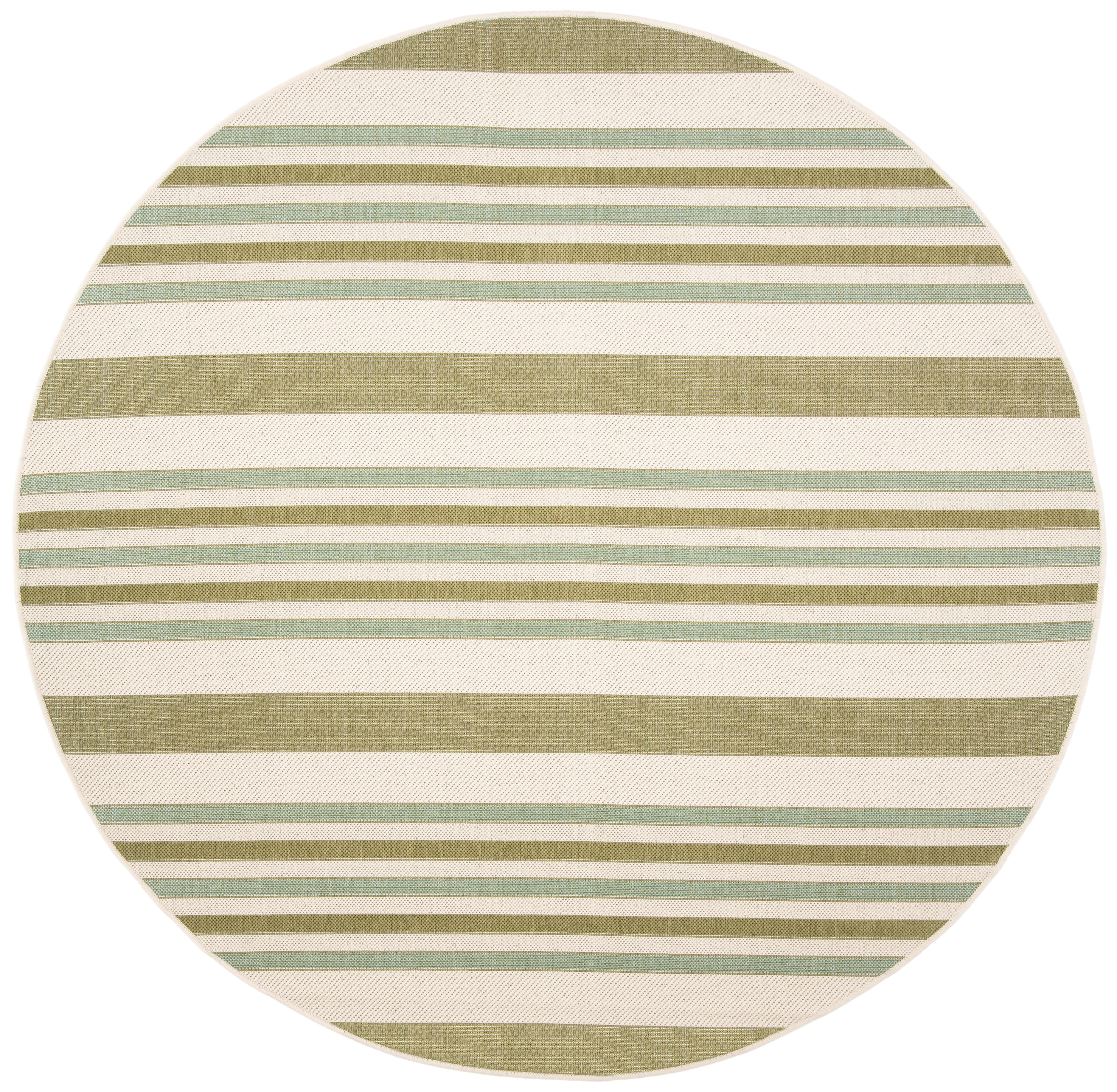 Safavieh Courtyard Aaron Striped Indoor/Outdoor Area Rug, Beige/Green, 6'7" x 6'7" Round