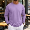 thumbnail image 3 of WULMLEO Mens Shirts Basic Long Sleeve Crew Neck Loose Fit Basic Layering Top 2026 Soft Breathable Ribbed Neckline Tees Casual Comfy T-shirts Purple XL, 3 of 10