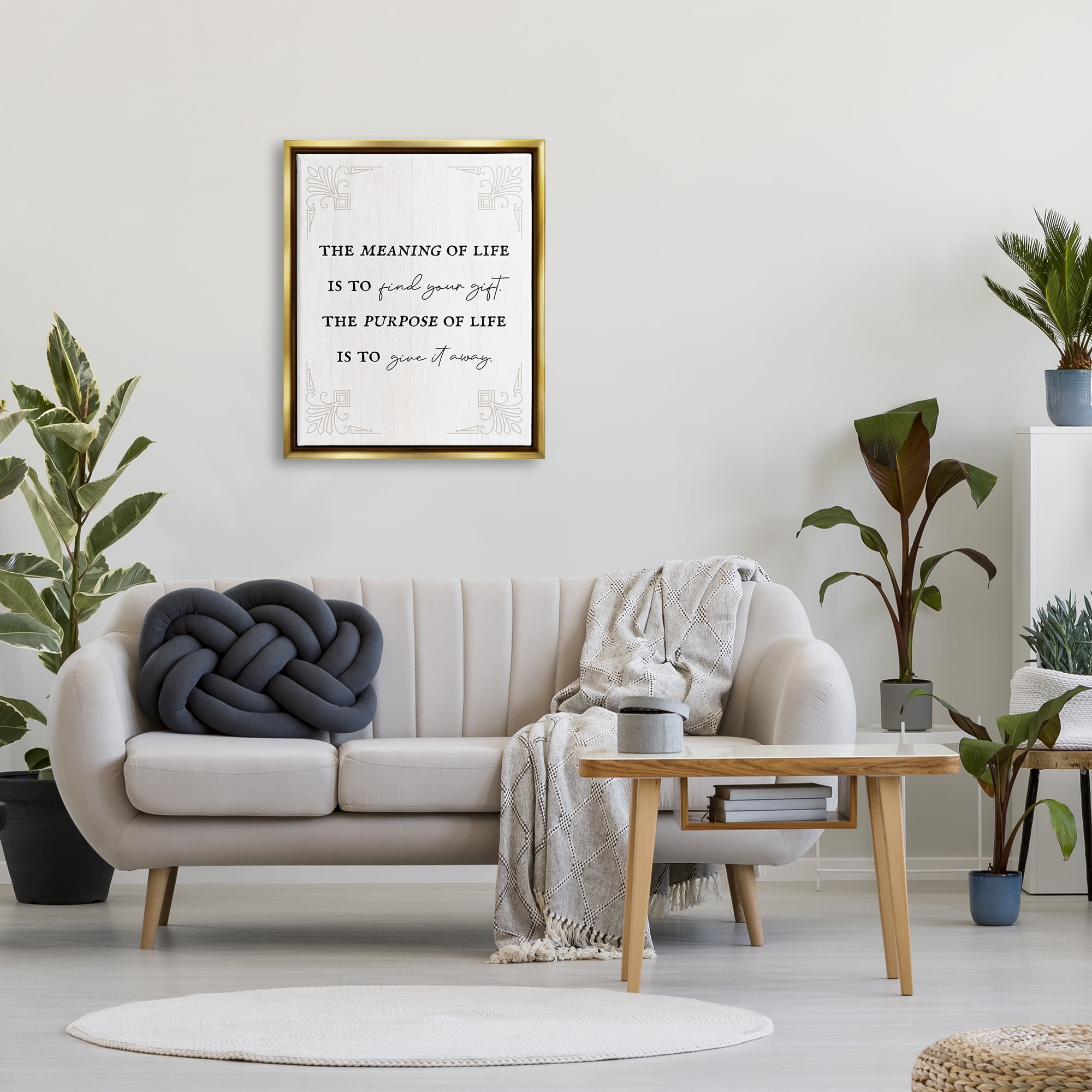 Stupell Industries Find Your Gift Phrase Inspirational Painting Gold Floater Framed Canvas Art Print Wall Art, 25 x 31
