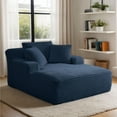 thumbnail image 4 of DEALTOPS 66.1" Oversized Comfy Lounge Chair, Corduroy Foam Sofa Chair with Pillows, No Assembly, Living Room or Bedroom, Blue, 4 of 6