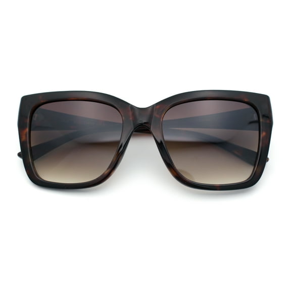 Womens Chic Thick Horn Cat Eye Elegant Thin Arm Plastic Sunglasses Tortoise - Brown