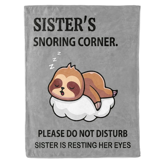 HiiKaa Funny Gifts for Sisters Birthday Gifts,Sister's Snoring Corner Sloth Blanket 50"x60",Present for Big Sisters from Brother,Best Sis Ever Gift,Super Soft Throws Blanket for Sister,Brown