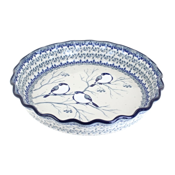 Blue Rose Polish Pottery Bluebird Pie Plate