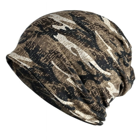 BOOYOU Camouflage Hood Unisex Ponytails Hat Baotou Hat Skull Cap Scarf Hair Loss Chemo