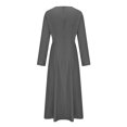 thumbnail image 4 of Ersazi Women Spring Dresses Fashionable Women's Loose Print Casual V-Neck Long Sleeved Dress Dark Gray L, 4 of 5