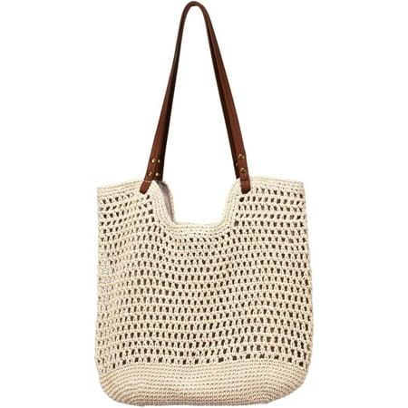 Summer Crochet Handbags for Women Hollow Woven Shoulder Hobo Bag Beach Tote Bag Knit Top Handle Purse Vacation
