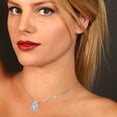 thumbnail image 5 of 3 ct round cut blue Crystal 14k white hypoallergenic Solid gold Designer Everyday Affordable Dainty Necklace Pendant + 16" hypoallergenic Solid gold chain, 5 of 7