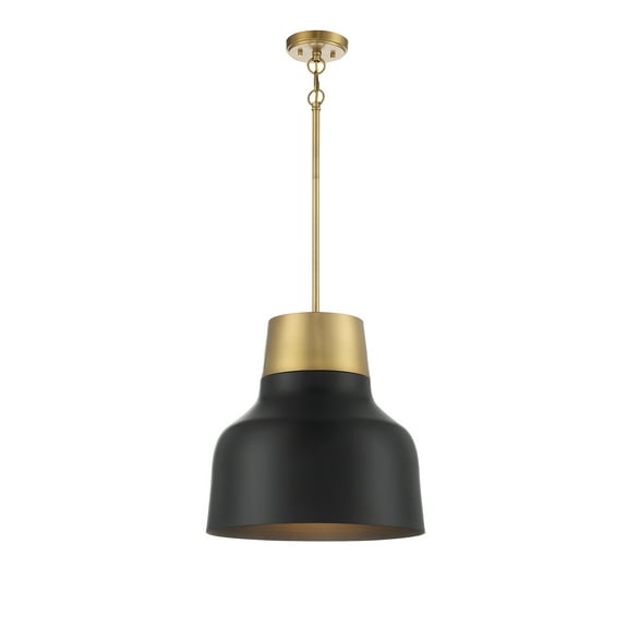 Trade Winds Lyra 1-Light Pendant in Matte Black with Natural Brass