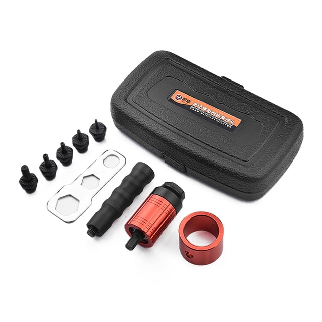 TFixol Écrou Rivet Électrique Manuel Détachable, Accessoires de Conversion, Ensemble d'Outils Électriques Pneumatiques avec Boîte de Rangement