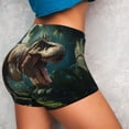 thumbnail image 4 of Fuzoiu Green Forest Dinosaur Print Women's Workout Shorts,Workout Biker Shorts Women,Exercise Fitness Shorts,Scrunch Short, Athletic Shorts for Gym Yoga Running Sport Active-Medium, 4 of 8