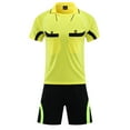 thumbnail image 5 of Sinleey Men's Soccer Referee Jersey Outfits Short Sleeve Pro Referee Shirts with Shorts Set Football Yellow XL, 5 of 6