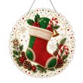 thumbnail image 2 of Diamond Art Christmas Ornaments with 8 Inch Scallop Edged Clear Acrylic Base Featuring Pearl Beaded Stocking Motif, Festive Christmas Tree Decorations for Holiday Home Window, 2 of 8