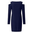 thumbnail image 4 of Pompotops Robe Mini Sexy Mode Femme Pull Col en V Couleur Unie Manches Longues Slim, 4 of 5