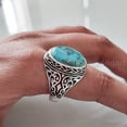 thumbnail image 4 of Blue Copper Turquoise Mans Ring, Natural Copper Turquoise Ring, Silver Jewelry, 925 Silver Ring, Birthday Gift, Heavy Mens Ring, Arabic Design, Ottoman Style Ring, Christmas, Turkey Mens Signet Ring, 4 of 7