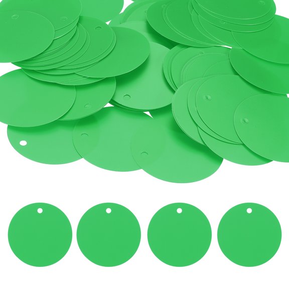 Uxcell 100Pcs Round Plastic Tags (5cm/1.9", Green) - Blank Merchandise Clothing Labels Waterproof & Durable Identification Price Tags for Supermarkets Warehouse Office