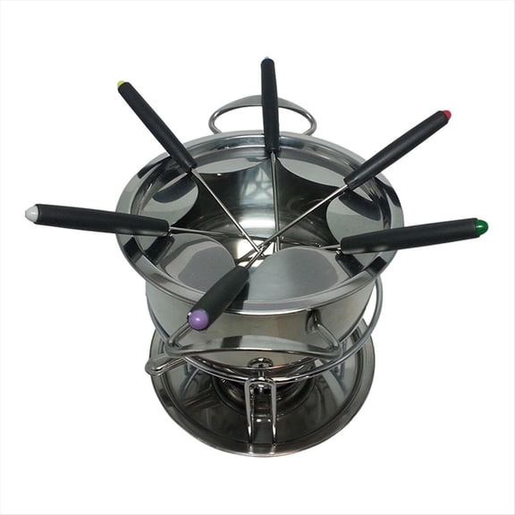 WQNZMADO Fondue Pot Set Fondue Pot Multipurpoise Outdoor Camping with 6 Sticks Stainless Steel Chocolate Cheese Fondue Pot