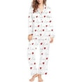 thumbnail image 4 of Pajama Sets for Women 2 Piece Casual 2 Piece Valentines Day Print V Neck Button Long Sleeve Set Women's Sleepwear,White,XXL, 4 of 5