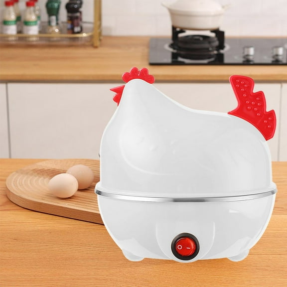 ZOURIH Rapid Egg Cooker, 7 Egg Capacity Electric Egg Cooker, Multifunction Chicken Shape Rapid Egg Boiler for Hard Boiled Eggs, Poached Eggs with Auto Shut off Feature (110V),White