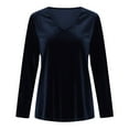 thumbnail image 4 of Velvet Tops for Women Dressy Casual V Neck Shirts Loose Fit Long Sleeve Vintage Velour Blouse Solid Holiday Party Outfits, 4 of 4