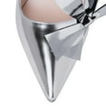 thumbnail image 4 of YDN Women Graceful Bows Slip On Pumps Pointed Closed Toe Stiletto Super High Heels Prom Wedding Party Dress Shoes Size 5.5 Silver, 4 of 5