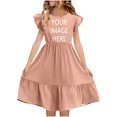 thumbnail image 3 of Auroural Girls Dresses Kids Summer Double Layer Ruffle Sleeve Dress Comfortable, Soft, Breathable, Lightweight 5-14 Years, 3 of 9
