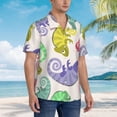 thumbnail image 3 of Honeii Cute Chameleons Print Men’s Hawaiian Shirt,Classic Button-Down Short Sleeve Shirt, for Beach, Vacation, and Outdoor Activities,XX-Large, 3 of 7