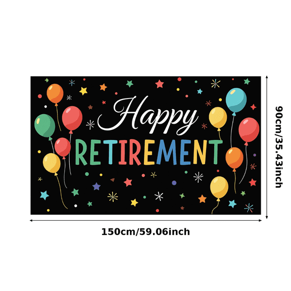 LUUFILx Colorful Balloon and Star Themed Happy Retirement Banner Party Decoration Backdrop Photography Props