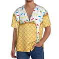 thumbnail image 2 of Disketp Men's Hawaiian White Ice Cream Print Shirts Button Down Holiday Beach Shirts-Small, 2 of 5