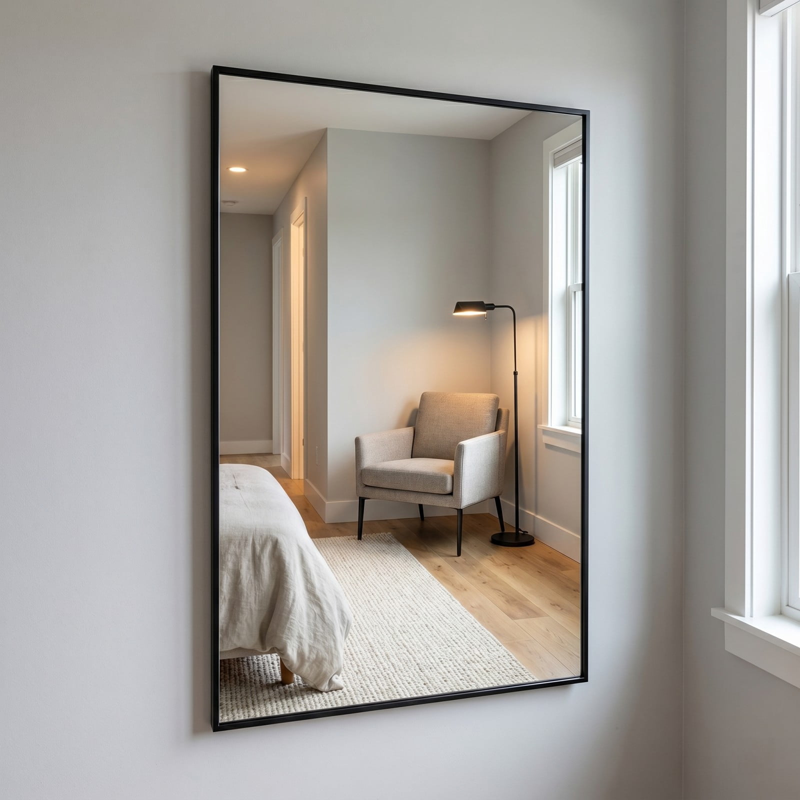 GRAHMCY 40"x48" Rectangular Bathroom Wall Mounted Mirror Vanity Mirror, Black