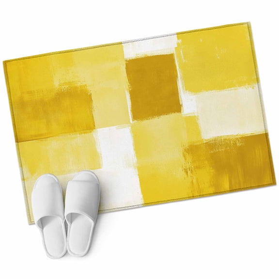 Yellow Geometric Entryway Rug 2x3 Area Rug Washable Indoor Doormat Small Bathroom Rugs Non-Slip Low Pile Accent Throw Rugs Watercolor Ombre Modern Abstract Art Floor Carpet for Kitchen Bedroom