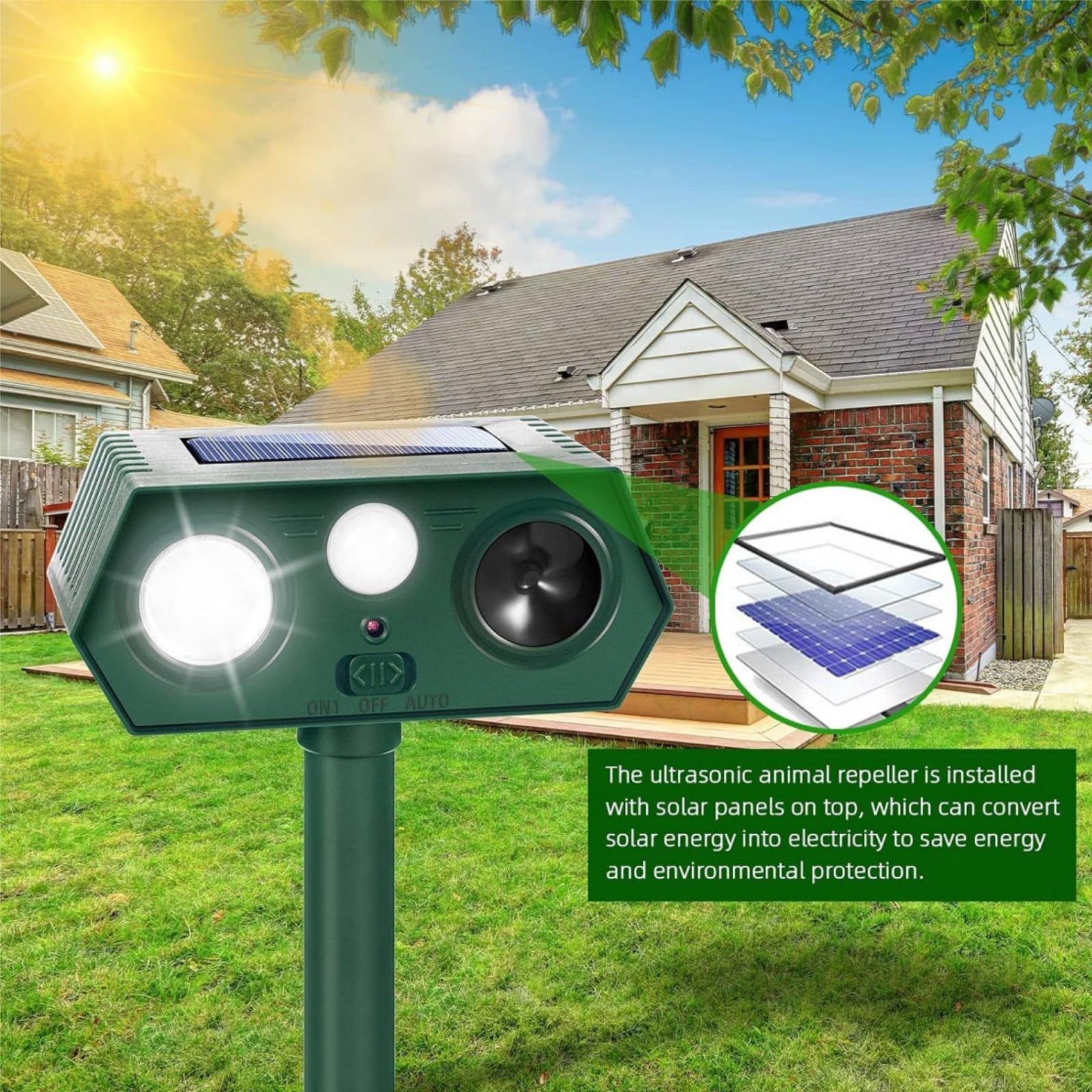 Paddsun 4 Pack Solar Ultrasonic Animal Traps,Cat Traps Outdoor Deer Traps Devices with Motion Sensor Animal Traps to Raccoon Squirrel Rabbit Skunk with lP44 Waterproof for Yard Lawn