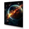 thumbnail image 2 of Designart "Saturn's Fiery Belt in Orbit" Astronomy & Space Canvas Wall Art - Global Black Planets Entryway Wall Art, 2 of 6
