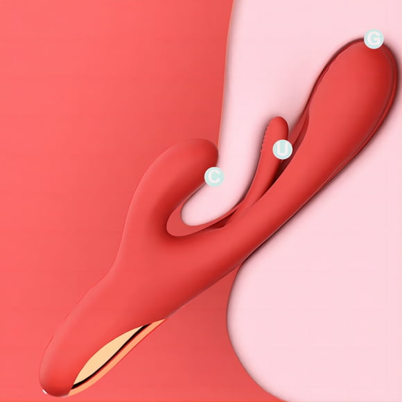 XBONP Vibromasseur de Tapotement de Lapin G-Spot pour Femmes, Jouets Sexuels pour Adultes 21 Modes Masseur Personnel, Rouge