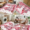 thumbnail image 5 of 3'x5' Rug for Living Room Bedroom, Valentine's Day Washable Area Rugs Non-Slip Carpet Mats, Pink Love Gnomes Roses Romantic White Indoor Low Pile Area Rug Runner for Kitchen, Mudroom, 5 of 8