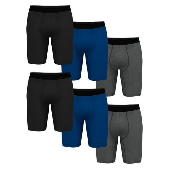 Athletic Works Men's Ultra Lite Mesh Boxer Brief Long Leg, 6 Pack