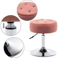 thumbnail image 4 of Wubio Faux Leather Vanity Chair, Swivel Makeup Stool Living Room Chair Upholstered Round Ottoman Stool Chair for Bedroom Entryway-Pink Velvet, 4 of 10